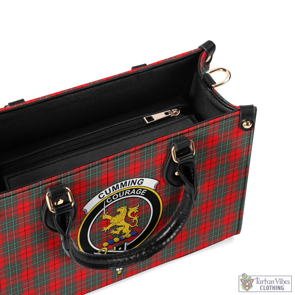 Tartan Vibes Clothing Cumming Modern Tartan Luxury Leather Handbags with Family Crest