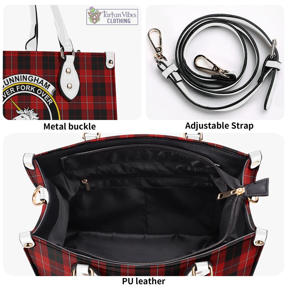 Tartan Vibes Clothing Cunningham Tartan Luxury Leather Handbags with Family Crest