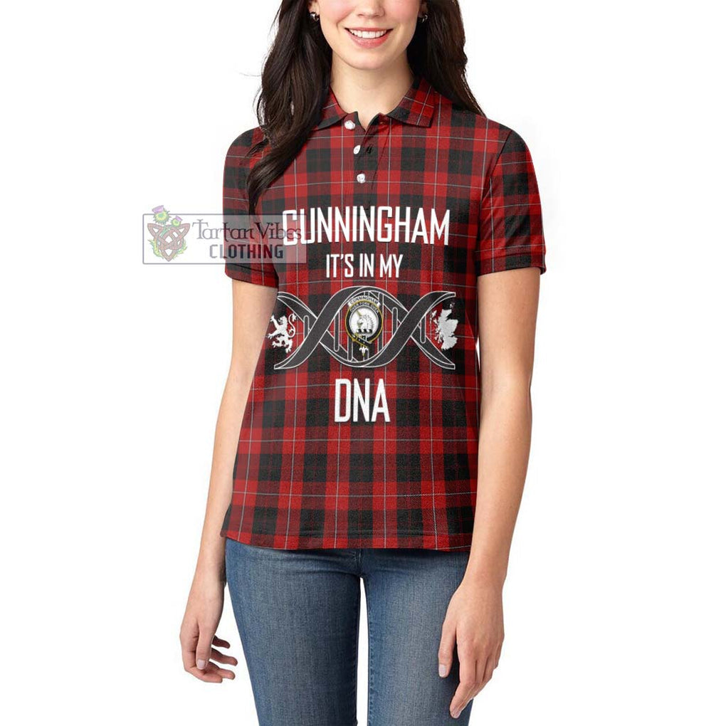 Cunningham Tartan Women's Polo Shirt with Family Crest DNA In Me Style Women - Tartanvibesclothing Shop