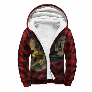 Cunningham Tartan Family Crest Sherpa Hoodie with Scottish Ancient Castle Style Unisex S - Tartan Vibes Clothing