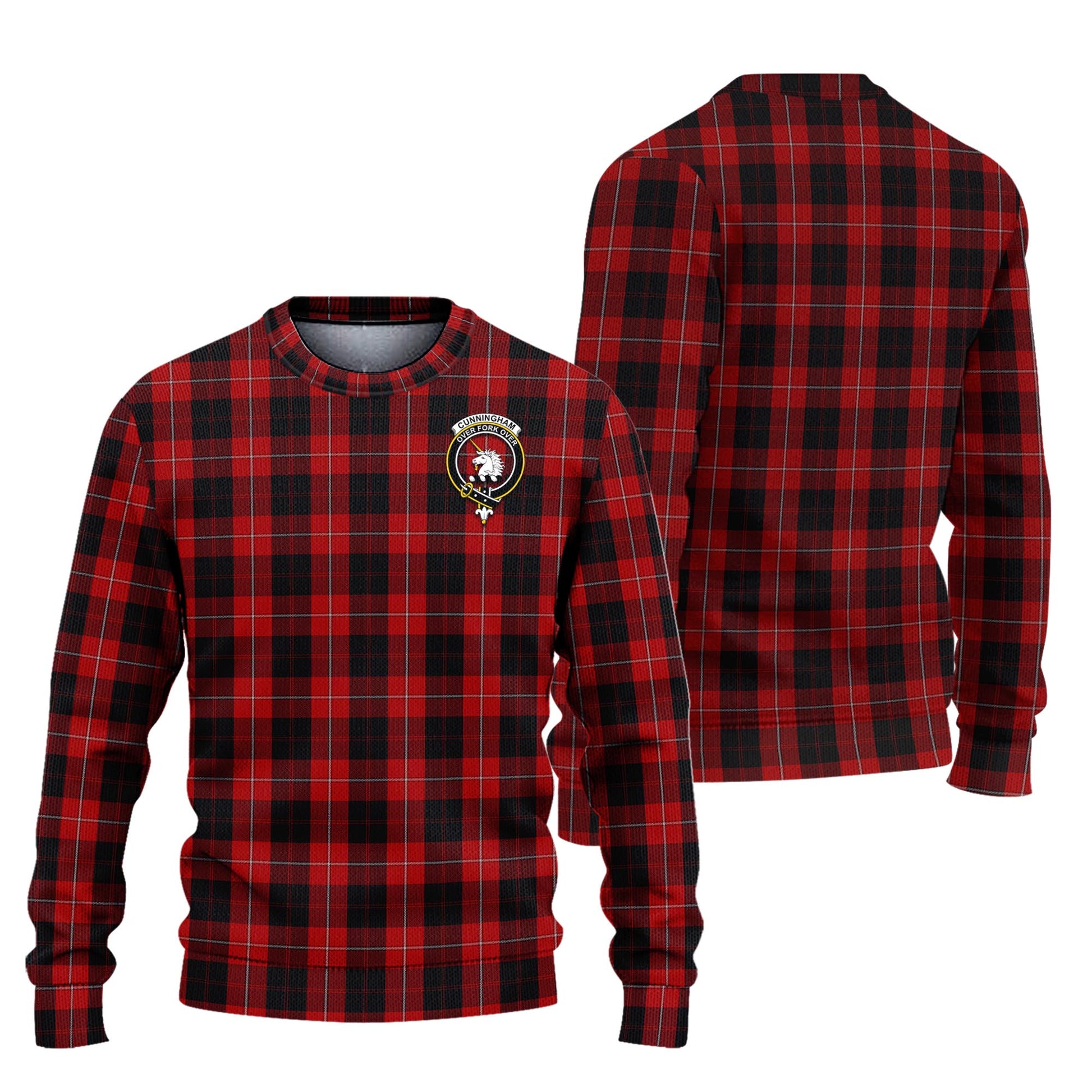 Cunningham Tartan Knitted Sweater with Family Crest Unisex - Tartanvibesclothing