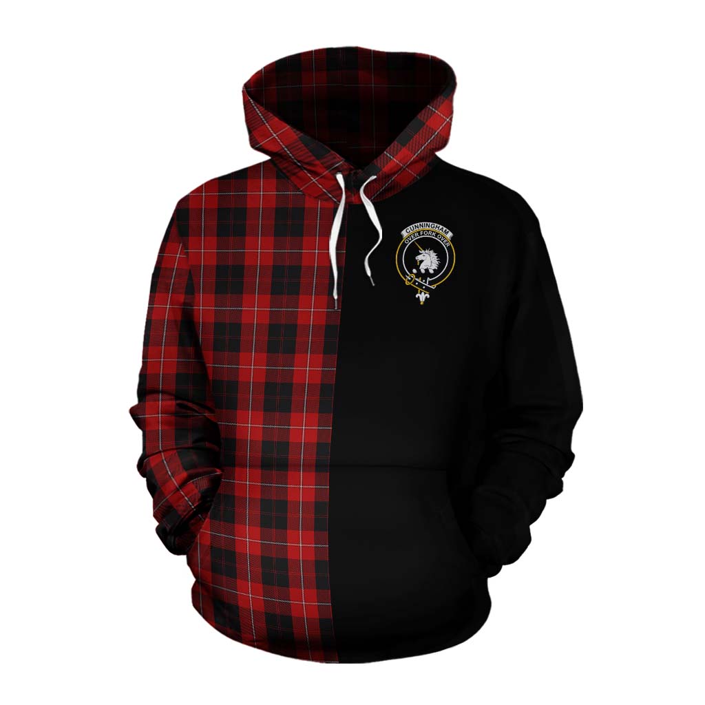 Tartan Vibes Clothing Cunningham Tartan Cotton Hoodie with Family Crest and Half Of Me Style