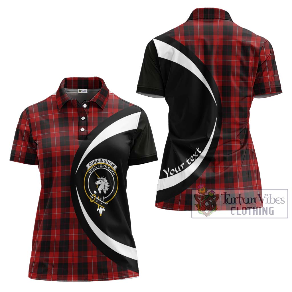 Tartan Vibes Clothing Cunningham Tartan Women's Polo Shirt with Family Crest Circle Style