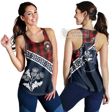 Cunningham Tartan Women's Racerback Tanks Featuring Thistle and Scotland Map