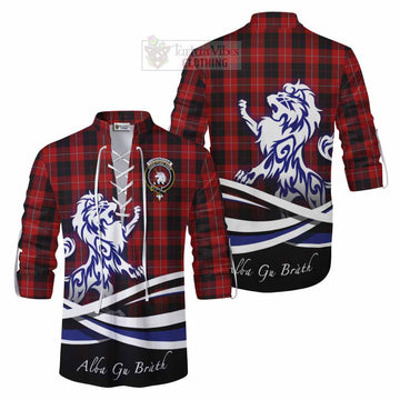 Cunningham Tartan Ghillie Kilt Shirt with Alba Gu Brath Regal Lion Emblem