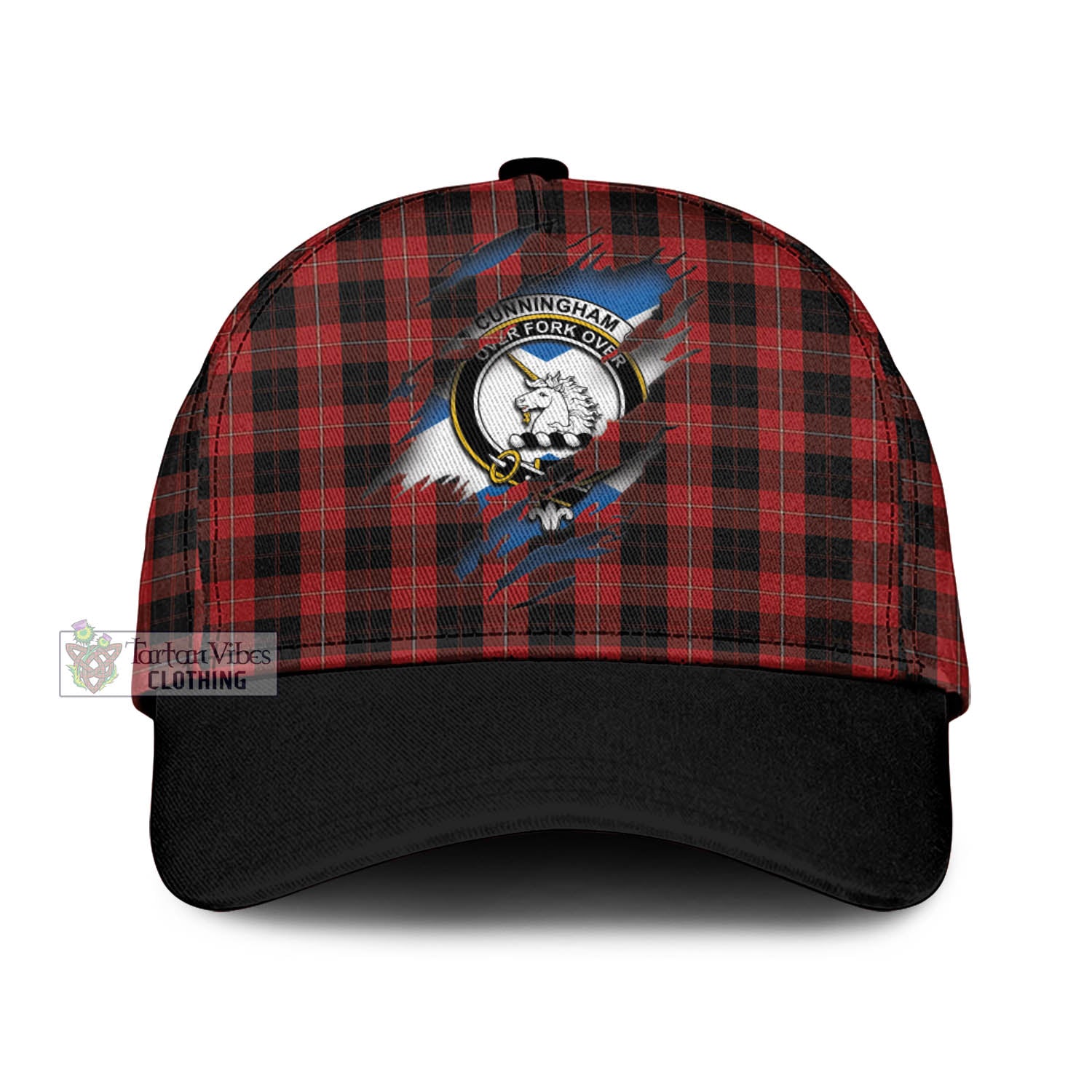 Tartan Vibes Clothing Cunningham Tartan Classic Cap with Family Crest In Me Style