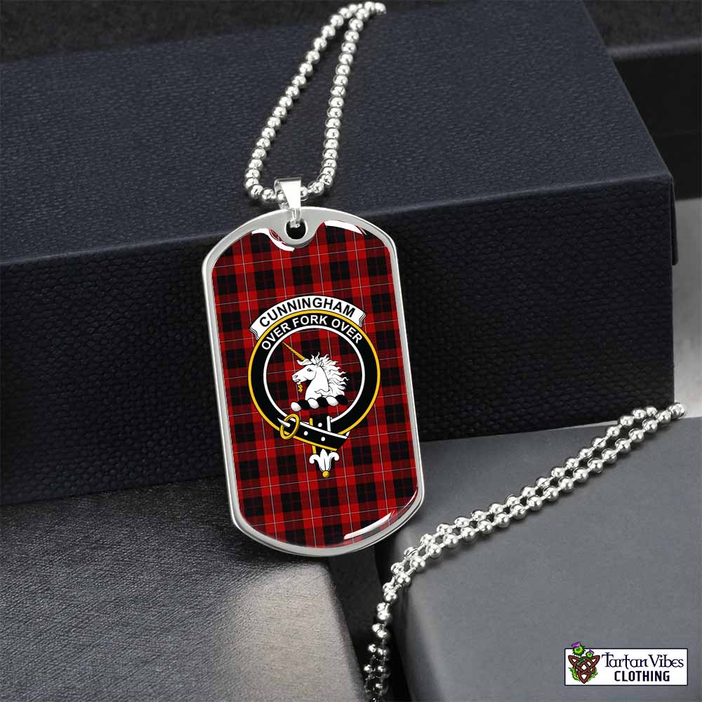 Tartan Vibes Clothing Cunningham Tartan Dog Tag Necklace with Family Crest