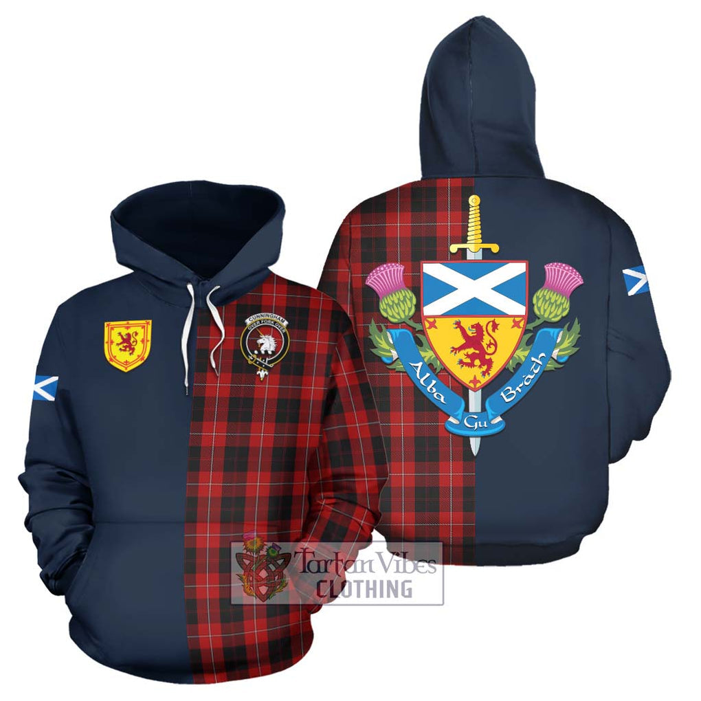 Tartan Vibes Clothing Cunningham Tartan Hoodie with Scottish Lion Royal Arm Half Style