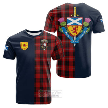 Cunningham Tartan Cotton T-shirt Alba with Scottish Lion Royal Arm Half Style