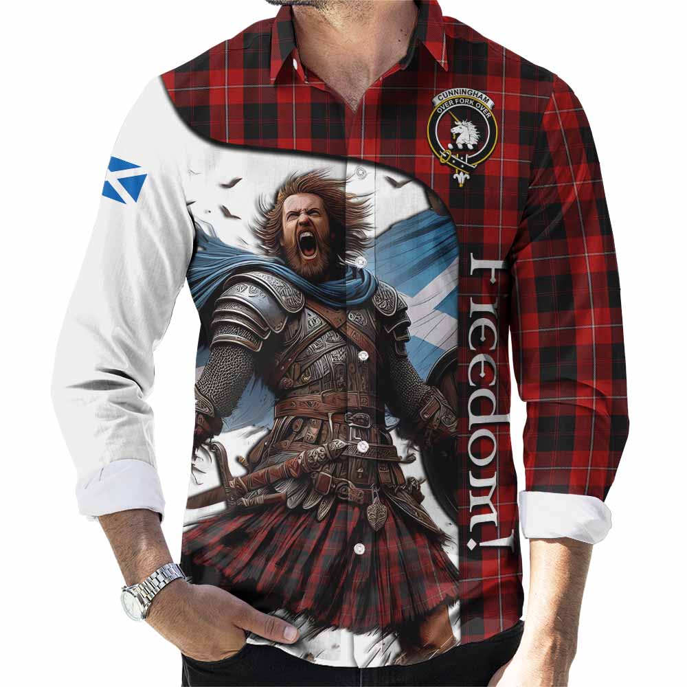 Tartan Vibes Clothing Cunningham Crest Tartan Long Sleeve Button Shirt Inspired by the Freedom of Scottish Warrior