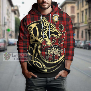 Cunningham Tartan Hoodie with Family Crest Celtic Wolf Style