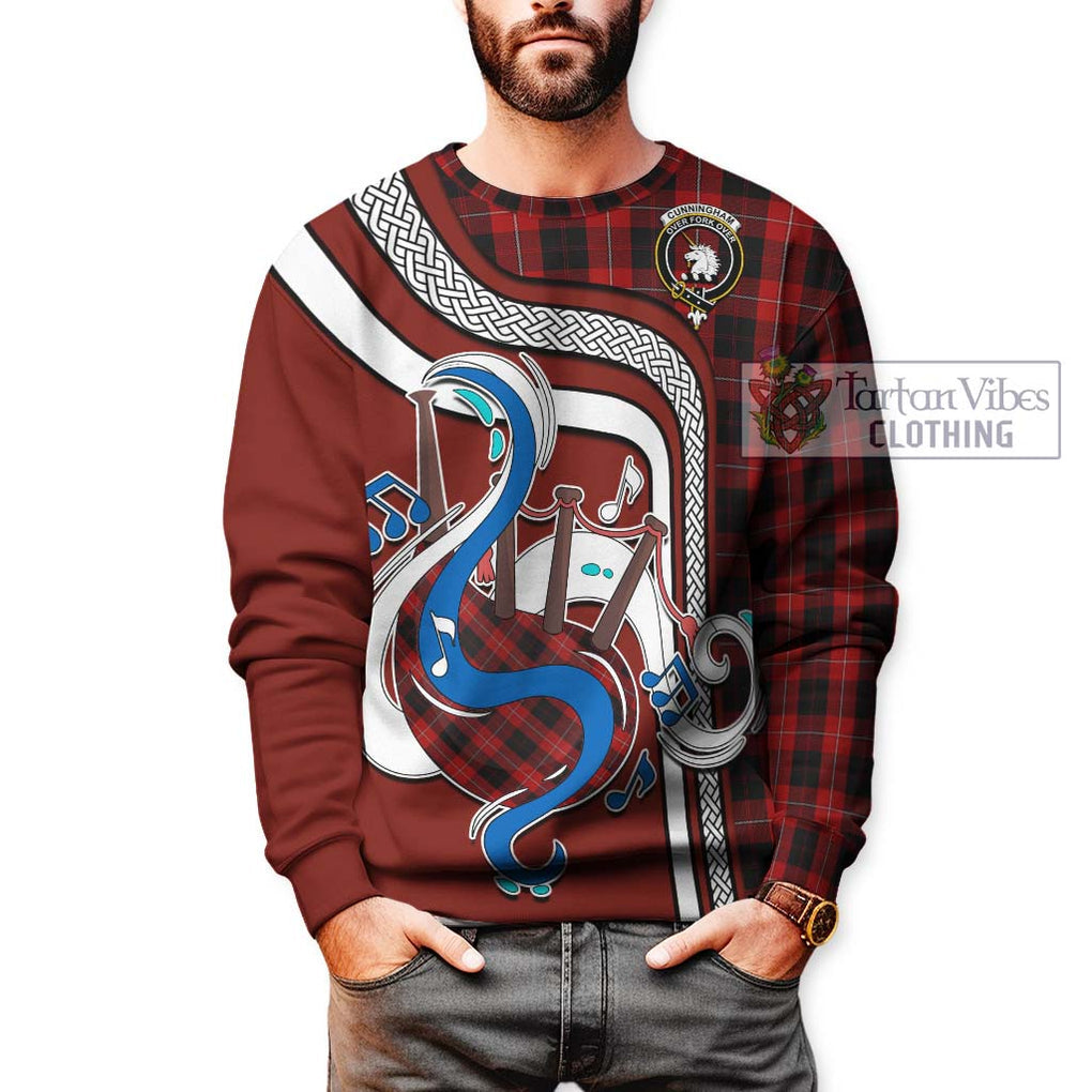 Cunningham Tartan Sweatshirt with Epic Bagpipe Style Unisex - Tartanvibesclothing Shop