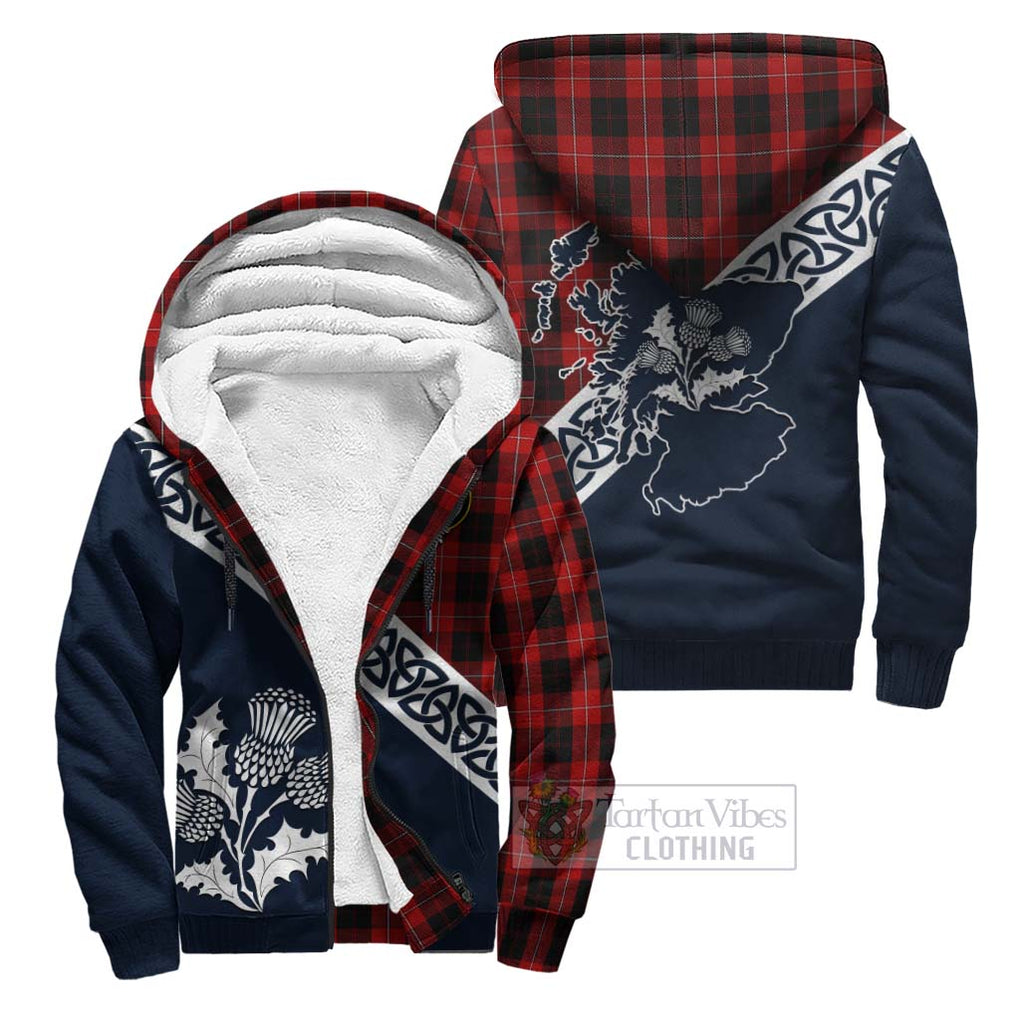 Tartan Vibes Clothing Cunningham Tartan Sherpa Hoodie Featuring Thistle and Scotland Map