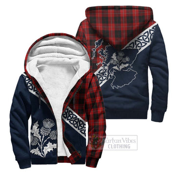 Cunningham Tartan Sherpa Hoodie Featuring Thistle and Scotland Map