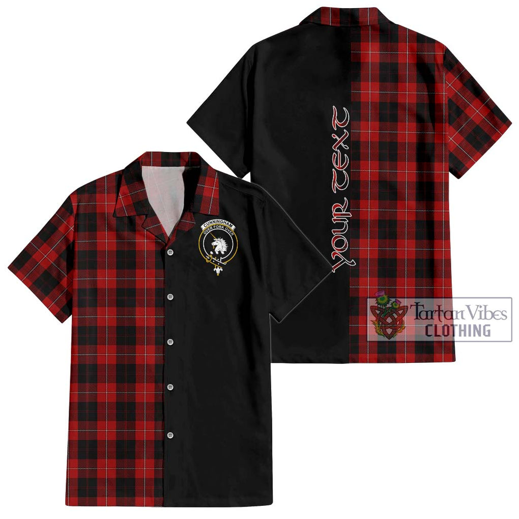 Cunningham Tartan Short Sleeve Button Shirt with Family Crest and Half Of Me Style Kid - Tartanvibesclothing Shop