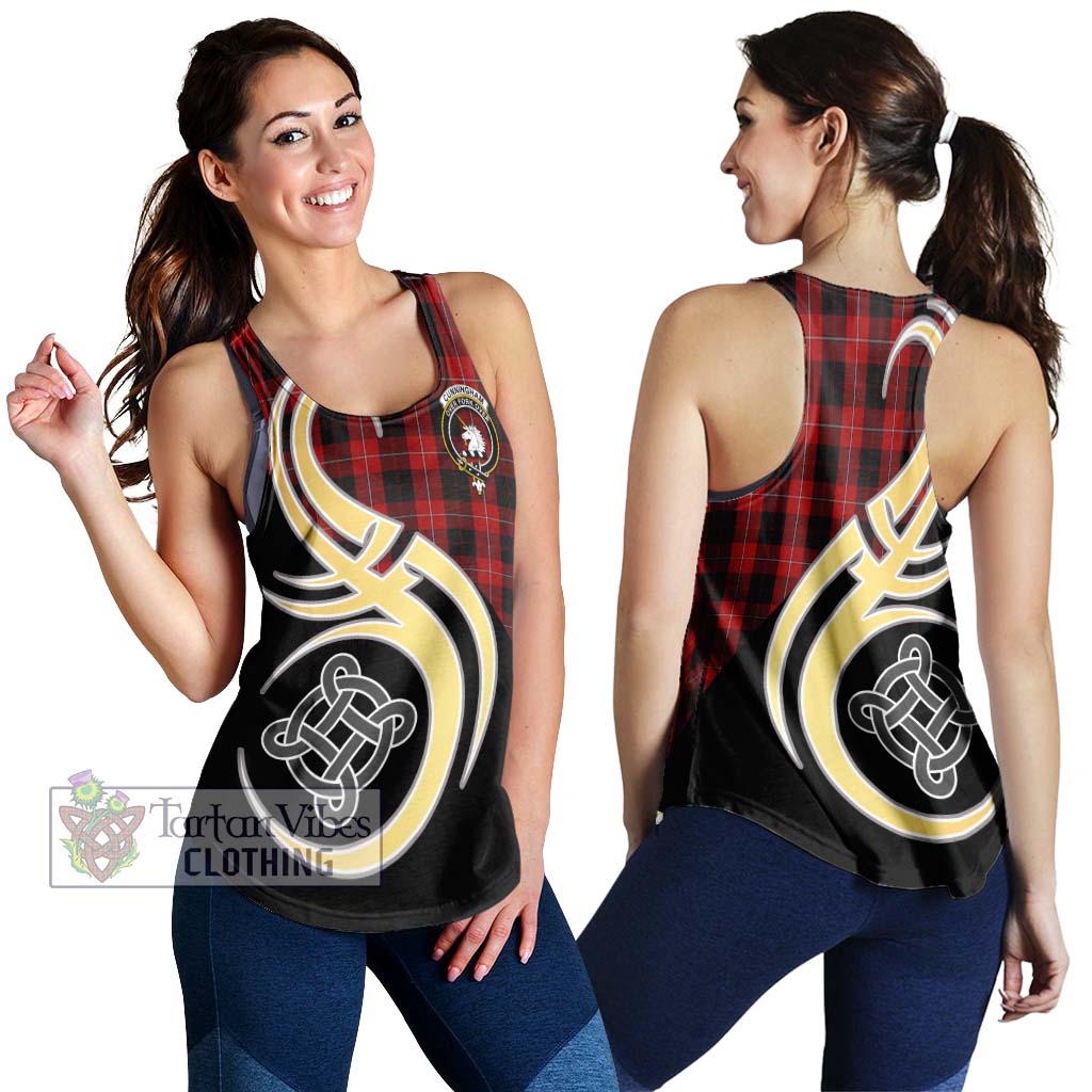 Cunningham Tartan Women's Racerback Tanks with Family Crest and Celtic Symbol Style 4XL - Tartan Vibes Clothing