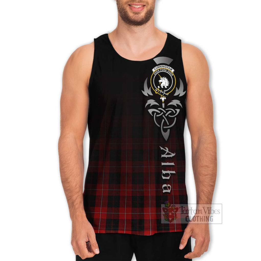 Tartan Vibes Clothing Cunningham Tartan Men's Tank Top Featuring Alba Gu Brath Family Crest Celtic Inspired