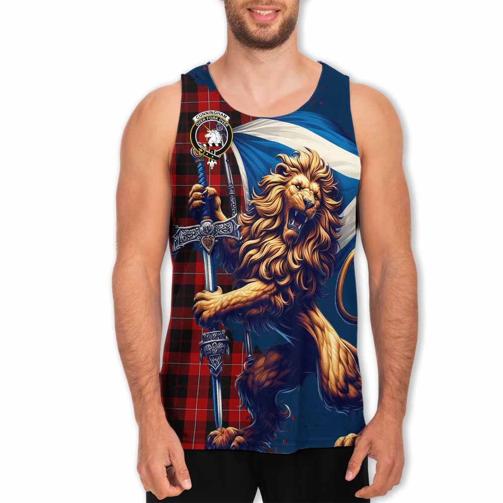 Tartan Vibes Clothing Cunningham Tartan Family Crest Men's Tank Top with Scottish Majestic Lion