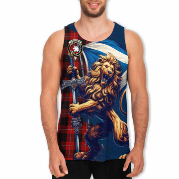 Cunningham Tartan Family Crest Men's Tank Top with Scottish Majestic Lion