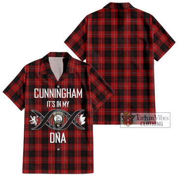 Cunningham Tartan Short Sleeve Button Shirt with Family Crest DNA In Me Style