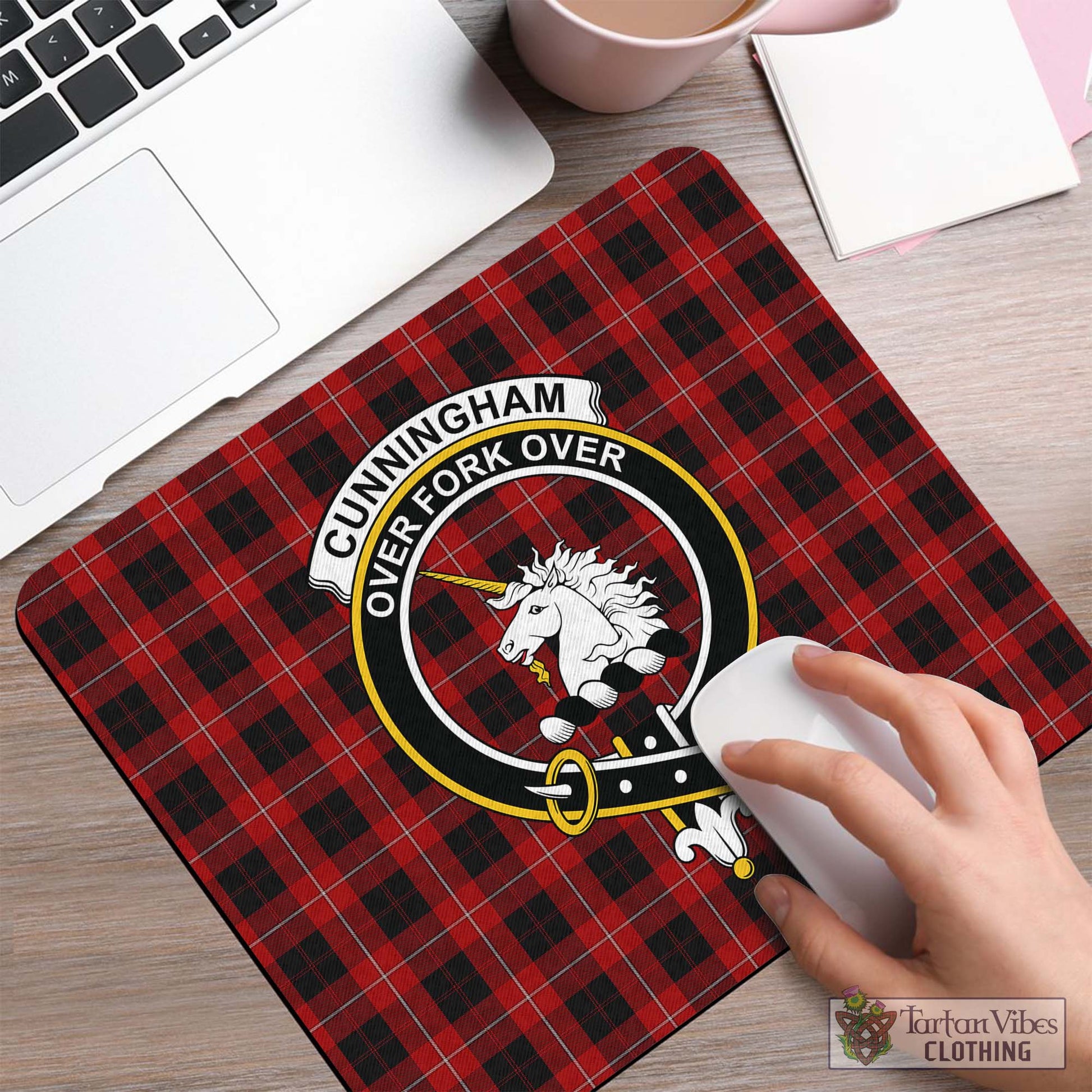 Tartan Vibes Clothing Cunningham Tartan Mouse Pad with Family Crest