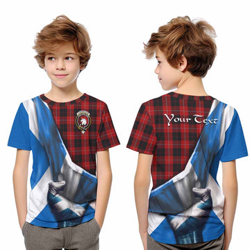 Cunningham Tartan Kid T-Shirt with Family Crest Scotland Patriotic Style