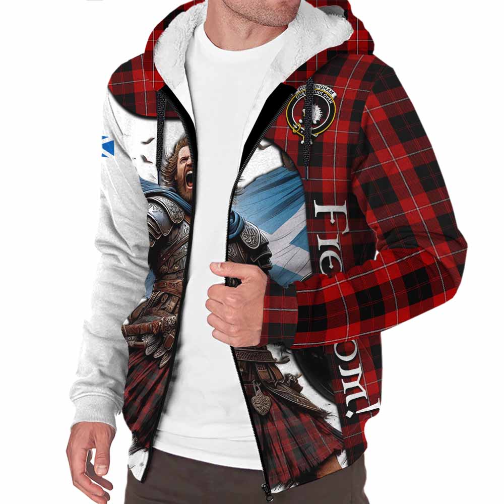 Tartan Vibes Clothing Cunningham Crest Tartan Sherpa Hoodie Inspired by the Freedom of Scottish Warrior