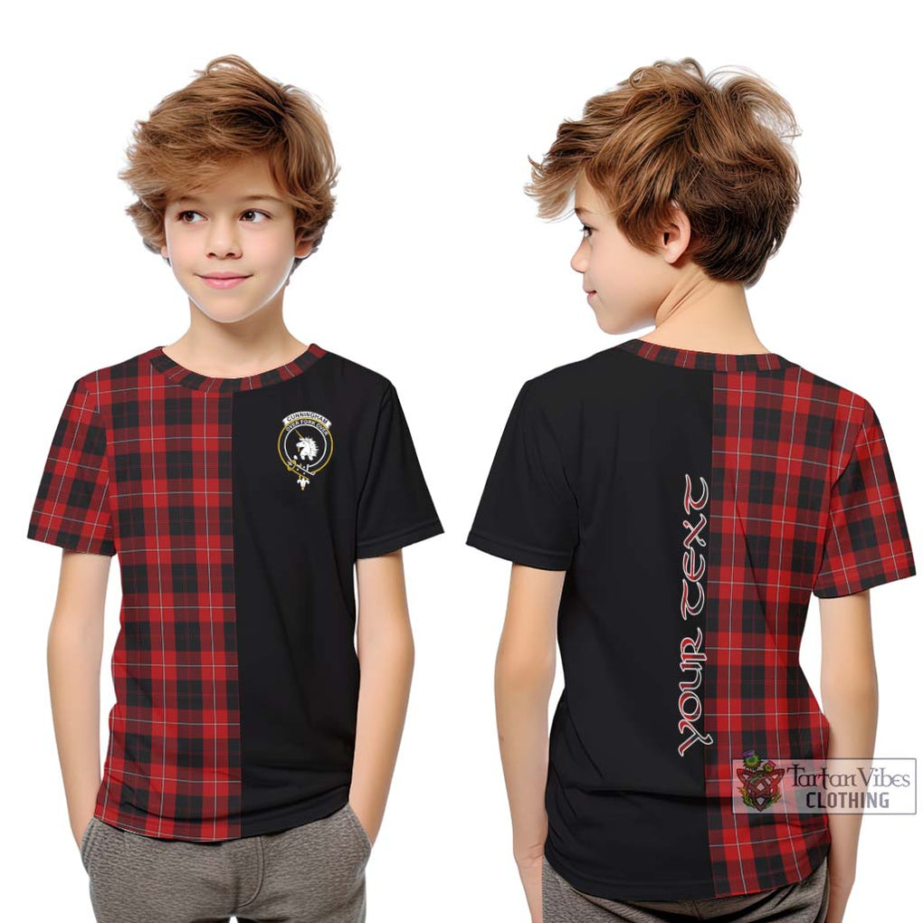 Cunningham Tartan Kid T-Shirt with Family Crest and Half Of Me Style Youth XL Size14 - Tartanvibesclothing Shop