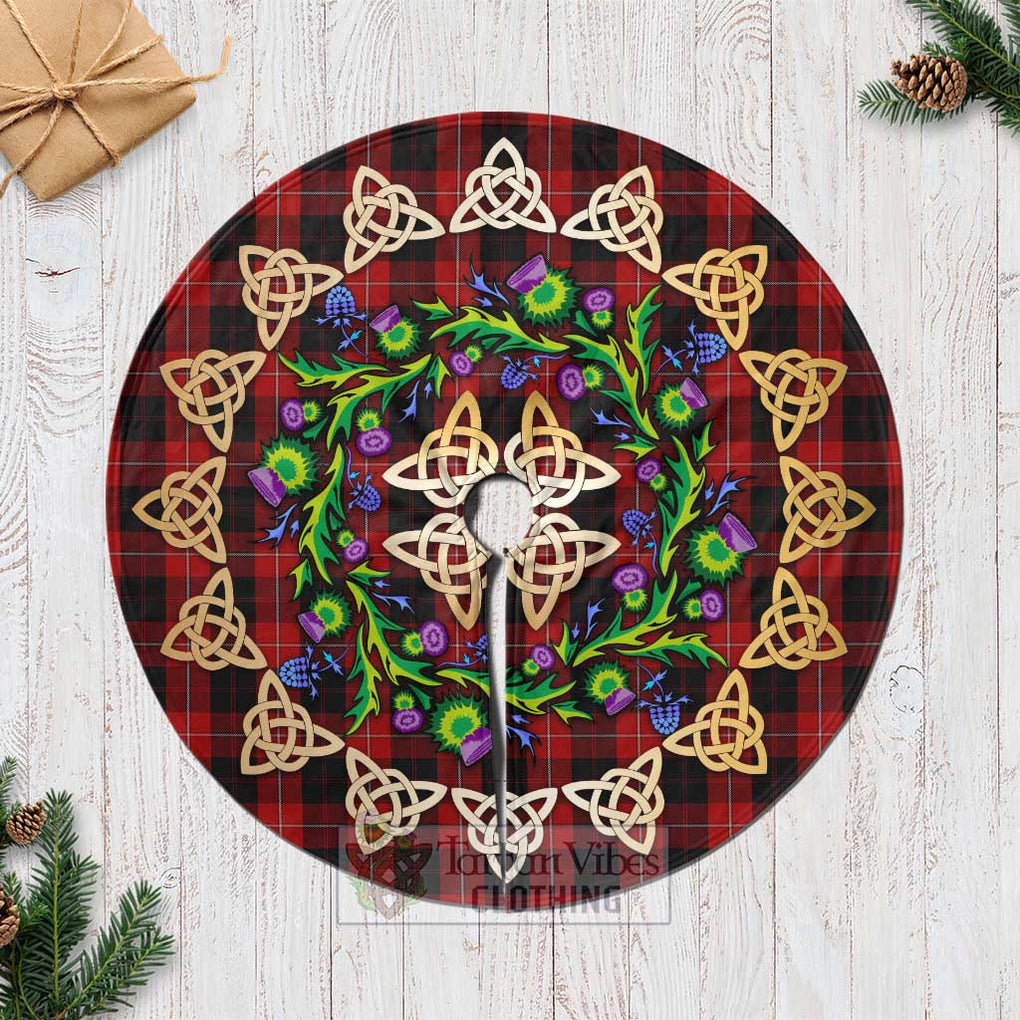 Tartan Vibes Clothing Cunningham Tartan Christmas Tree Skirt with Thistle Celtic Knot Style