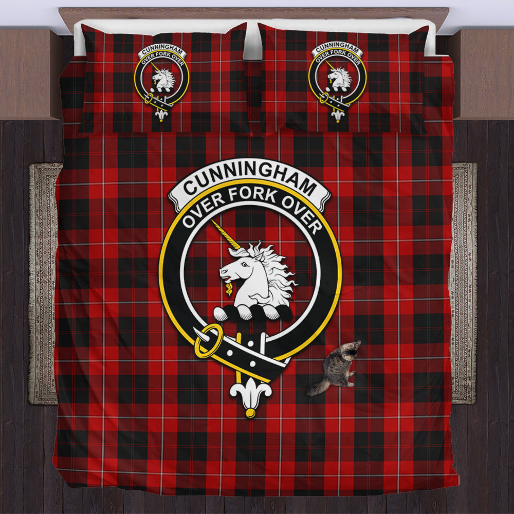 Cunningham Tartan Bedding Set with Family Crest US Bedding Set - Tartan Vibes Clothing