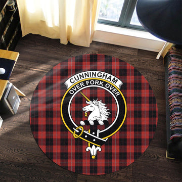 Cunningham Tartan Round Rug with Family Crest