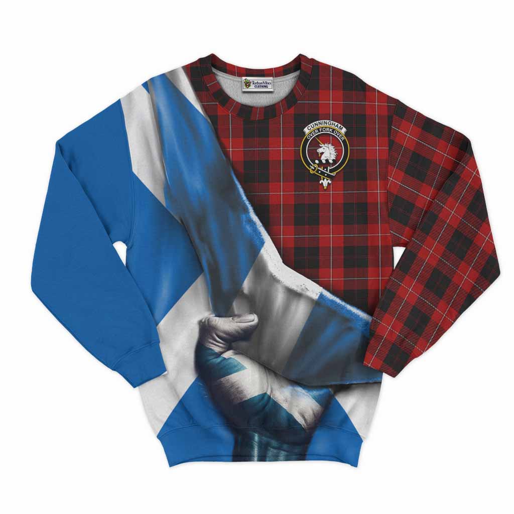 Tartan Vibes Clothing Cunningham Tartan Sweatshirt with Family Crest Scotland Patriotic Style