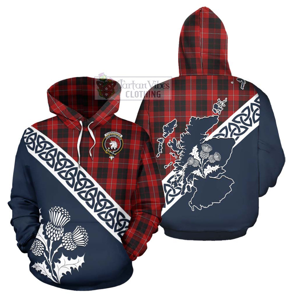 Tartan Vibes Clothing Cunningham Tartan Hoodie Featuring Thistle and Scotland Map