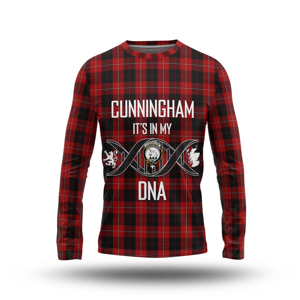 Cunningham Tartan Long Sleeve T-Shirt with Family Crest DNA In Me Style Unisex - Tartanvibesclothing Shop