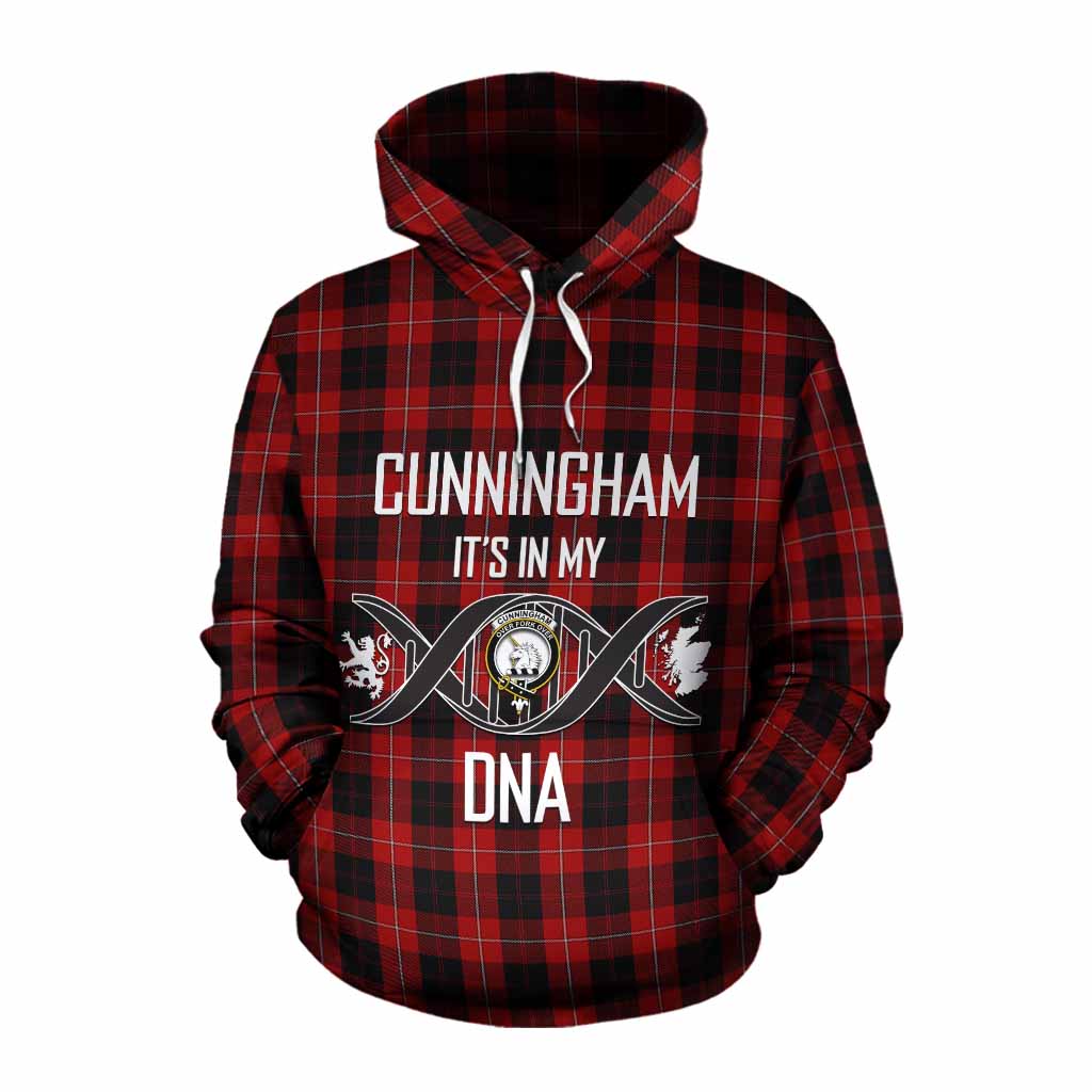 Tartan Vibes Clothing Cunningham Tartan Cotton Hoodie with Family Crest DNA In Me Style