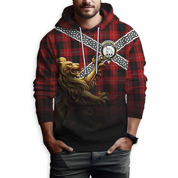 Cunningham Crest Tartan Hoodie with Golden Lion Emblem Celtic Style Pullover Hoodie - Tartan Vibes Clothing