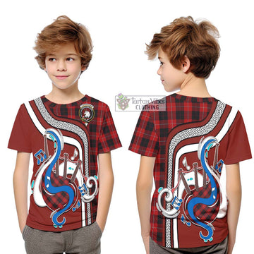 Cunningham Tartan Kid T-Shirt with Epic Bagpipe Style