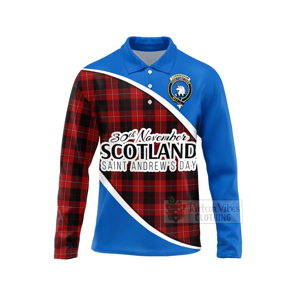 Tartan Vibes Clothing Cunningham Family Crest Tartan Long Sleeve Polo Shirt Celebrate Saint Andrew's Day in Style