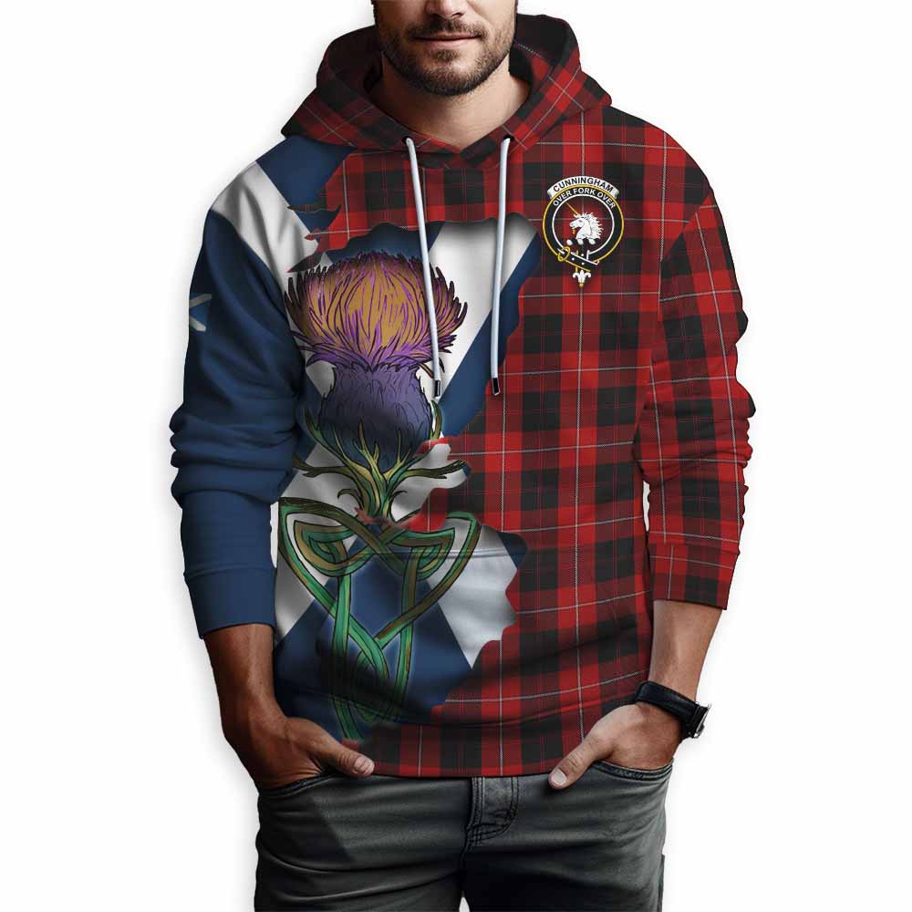 Cunningham Tartan Family Crest Hoodie Scottish Thistle Celtic Inspired Pullover Hoodie - Tartan Vibes Clothing