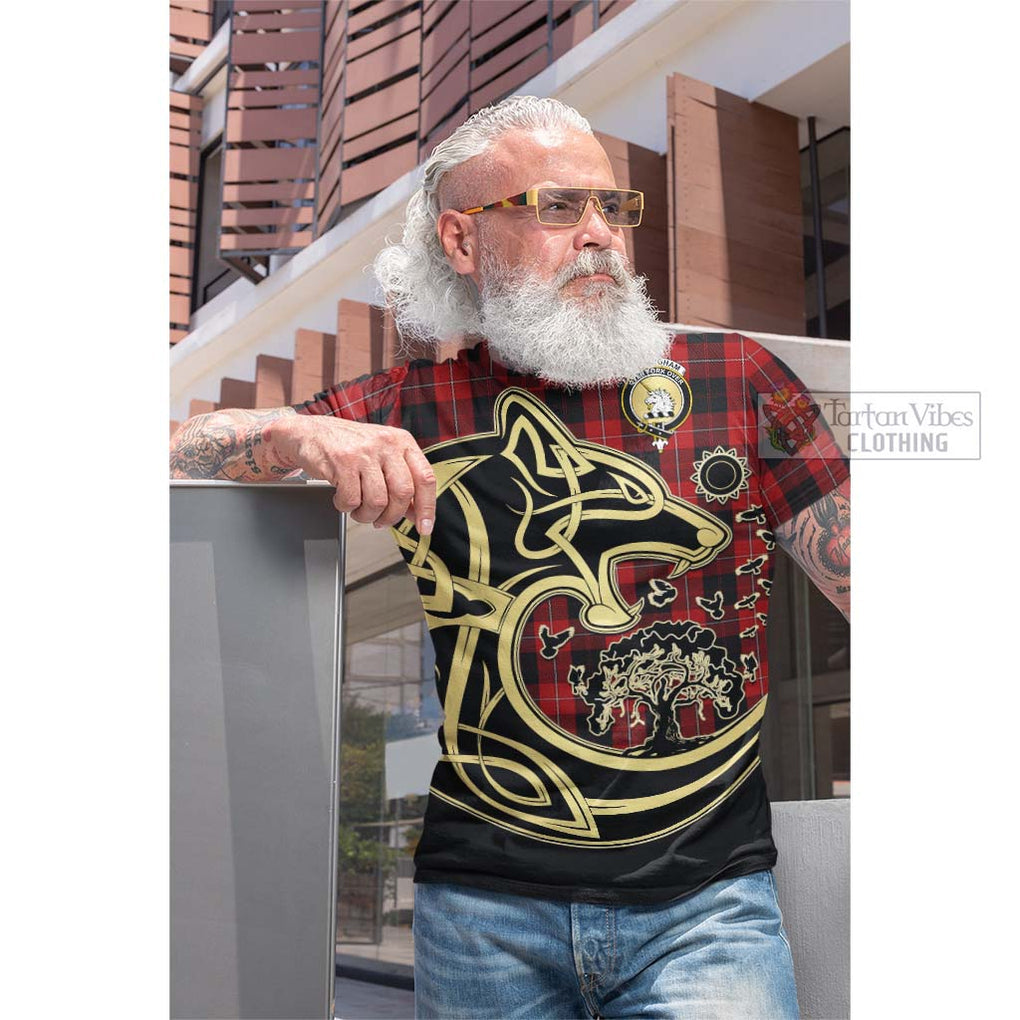 Tartan Vibes Clothing Cunningham Tartan Cotton T-shirt with Family Crest Celtic Wolf Style