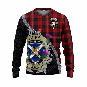 Cunningham Tartan Family Crest Knitted Sweater Lion Rampant Royal Thistle Shield Celtic Inspired Unisex - Tartan Vibes Clothing