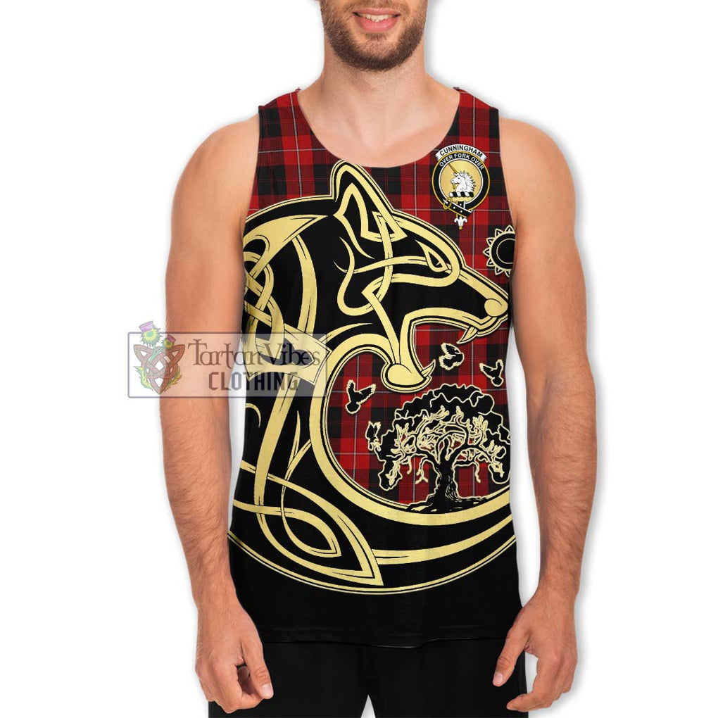 Cunningham Tartan Men's Tank Top with Family Crest Celtic Wolf Style Men - Tartan Vibes Clothing