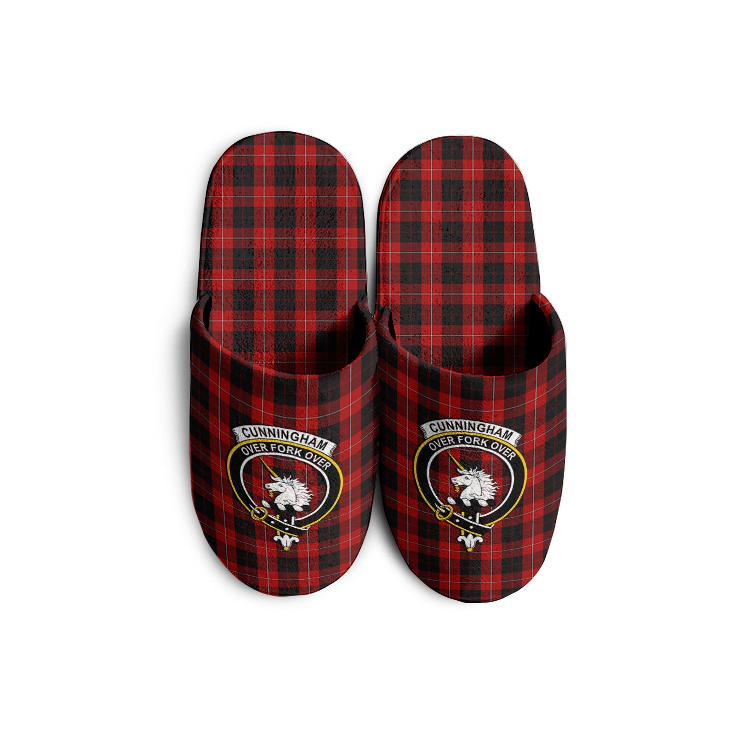 Cunningham Tartan Home Slippers with Family Crest - Tartanvibesclothing