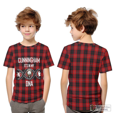 Cunningham Tartan Kid T-Shirt with Family Crest DNA In Me Style