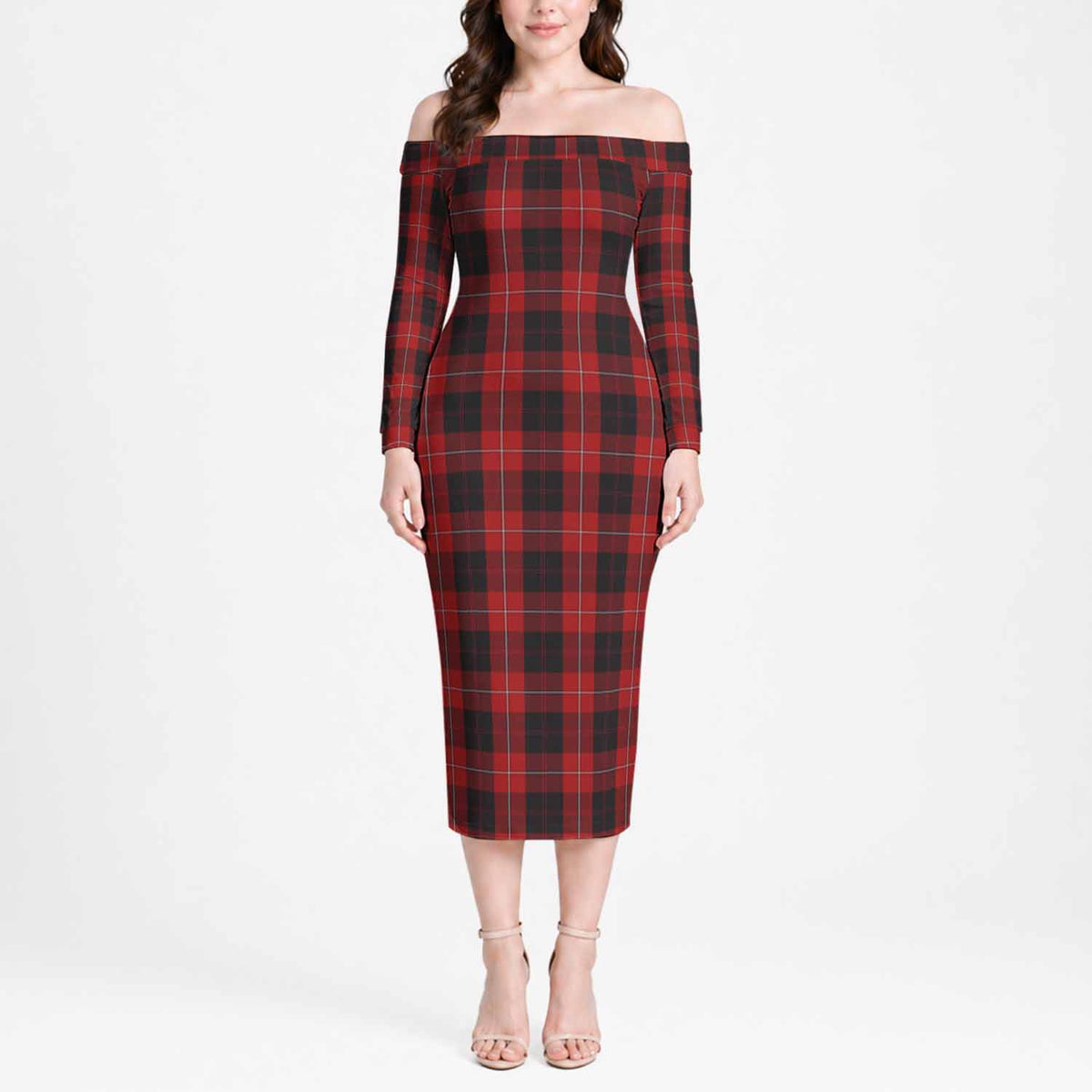 Cunningham Tartan Off Shoulder Lady Dress Women's Dress - Tartan Vibes Clothing