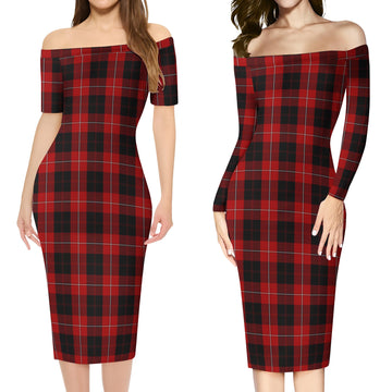 Cunningham Tartan Off Shoulder Lady Dress Women's Dress - Tartan Vibes Clothing