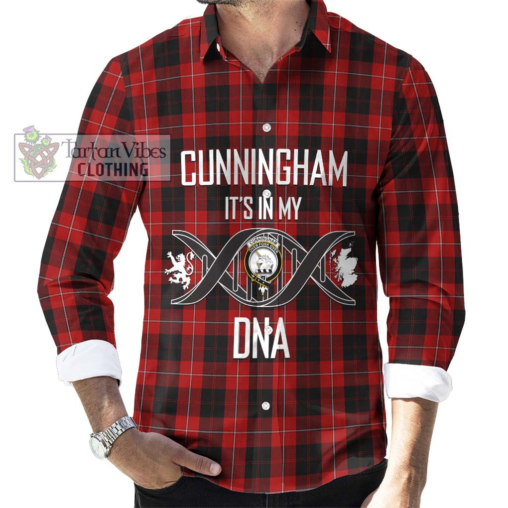 Cunningham Tartan Long Sleeve Button Shirt with Family Crest DNA In Me Style Men's Shirt S - Tartanvibesclothing Shop