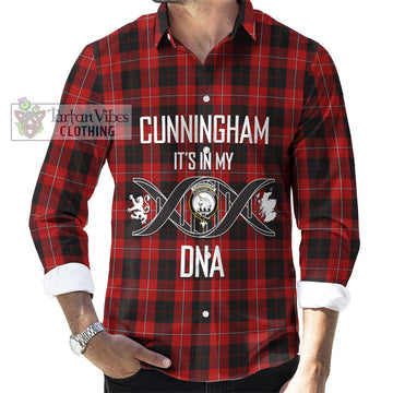 Cunningham Tartan Long Sleeve Button Shirt with Family Crest DNA In Me Style