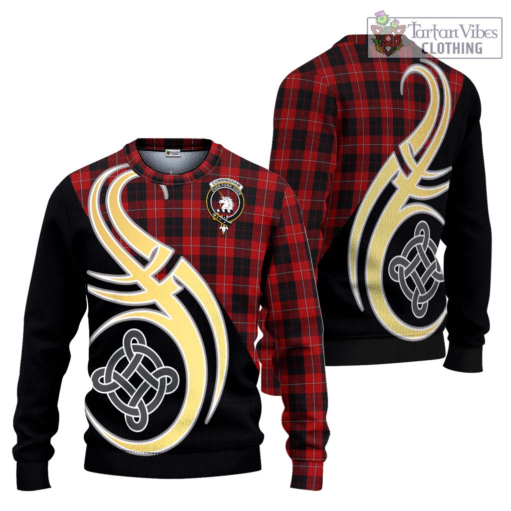 Cunningham Tartan Ugly Sweater with Family Crest and Celtic Symbol Style Unisex - Tartan Vibes Clothing