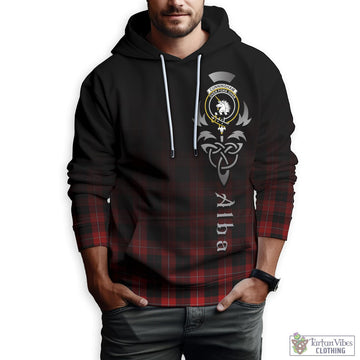 Cunningham Tartan Hoodie Featuring Alba Gu Brath Family Crest Celtic Inspired